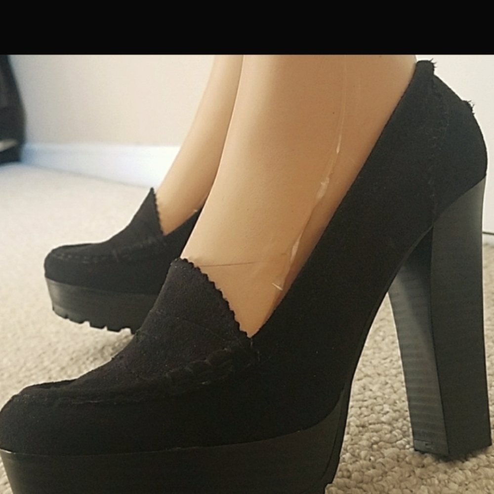 MIA, Black Sexy Suede 4 inch loafers "Brand New"